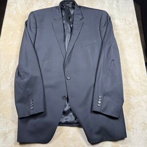 Lauren Ralph Lauren Mens Black 100% Wool Natural Stretch Blazer Jacket 46‎ Long